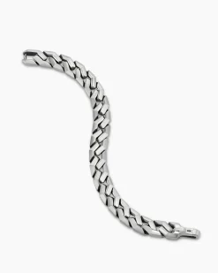 Curb Chain Angular Link Bracelet Sterling Silver, 11.5mm