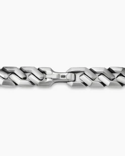 Curb Chain Angular Link Bracelet Sterling Silver, 11.5mm