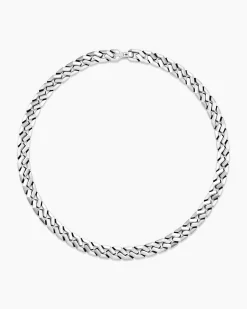 Curb Chain Angular Link Necklace Sterling Silver, 11.5mm