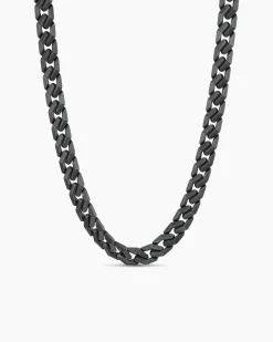 Curb Chain Angular Link Necklace Black Titanium, 11.5mm