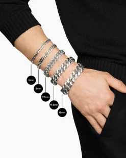 Curb Chain Bracelet Black Titanium with Meteorite, 14.5mm