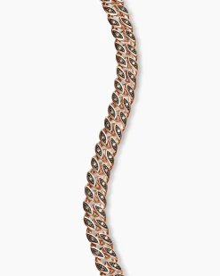Curb Chain Bracelet 18K Rose Gold with Cognac Diamonds, 6mm
