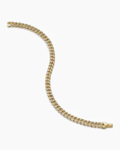 Curb Chain Bracelet 18K Yellow Gold with Diamonds, 6mm