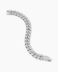 Curb Chain Bracelet Platinum with Diamonds, 11.5mm