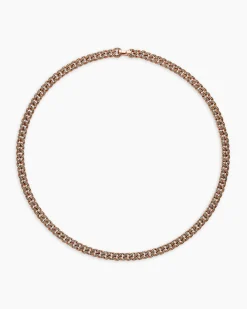 Curb Chain Necklace 18K Rose Gold with Cognac Diamonds, 8mm