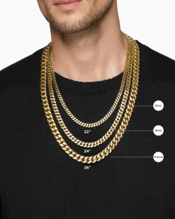 Curb Chain Necklace 18K Yellow Gold with Meteorite, 11.5mm