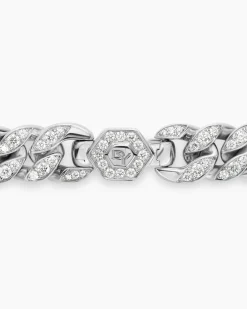Curb Chain Necklace Platinum with Diamonds, 11.5mm