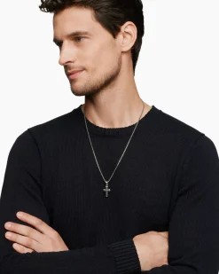 Deco Cross Pendant Sterling Silver, 27mm