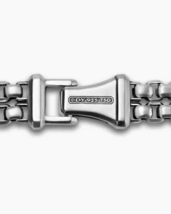 Double Box Chain Bracelet Sterling Silver with 18K Yellow Gold, 10.5mm
