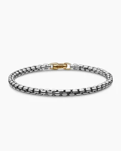 DY Bel Aire Box Chain Bracelet Sterling Silver with 14K Yellow Gold, 4mm