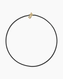 DY Bel Aire Color Box Chain Necklace Black Acrylic with 14K Yellow Gold, 2.7mm