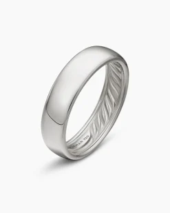 DY Classic Band Ring 18K White Gold, 6mm