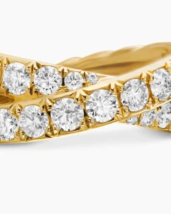 DY Crossover® Band Ring 18K Yellow Gold with Diamonds, 8mm