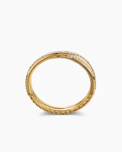 DY Crossover® Micro Pavé Band Ring 18K Yellow Gold with Pavé Diamonds, 3.14mm