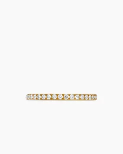 DY Eden Band Ring 18K Yellow Gold with Pavé Diamonds, 1.85mm