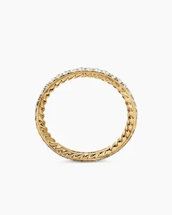 DY Eden Band Ring 18K Yellow Gold with Pavé Diamonds, 1.85mm