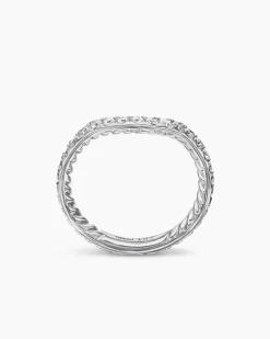 DY Eden Band Ring Platinum with Pavé Diamonds, 2.3mm