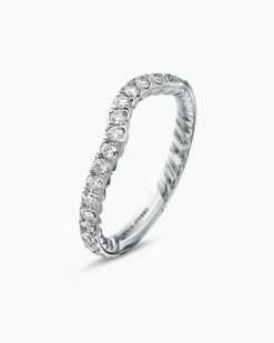 DY Eden Band Ring Platinum with Pavé Diamonds, 2.3mm