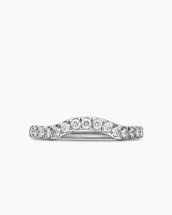 DY Eden Band Ring Platinum with Pavé Diamonds, 2.3mm