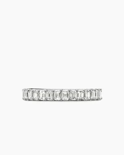 DY Eden Eternity Band Ring Platinum with Emerald Diamonds, 3.5mm