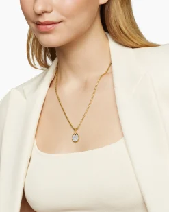 DY Elements® Disc Pendant 18K Yellow Gold with Diamonds, 14mm