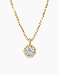 DY Elements® Disc Pendant 18K Yellow Gold with Diamonds, 14mm