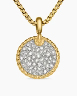 DY Elements® Disc Pendant 18K Yellow Gold with Diamonds, 21.2mm