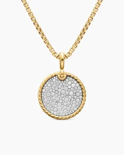 DY Elements® Disc Pendant 18K Yellow Gold with Diamonds, 24mm