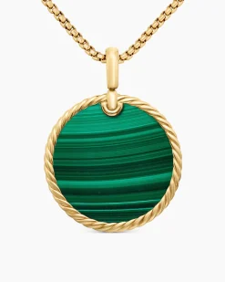 DY Elements® Disc Pendant 18K Yellow Gold with Malachite, 32mm