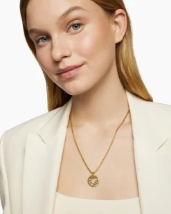 DY Elements® Dove Pendant 18K Yellow Gold with Diamonds, 22mm