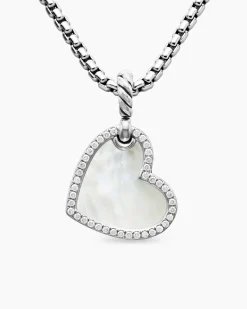 DY Elements® Heart Amulet Sterling Silver with Mother of Pearl and Diamonds, 18.7mm
