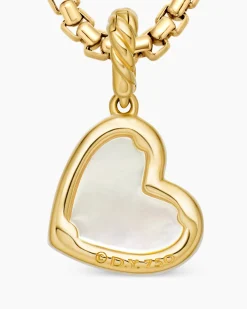 DY Elements® Heart Pendant 18K Yellow Gold with Mother of Pearl and Diamonds, 11mm