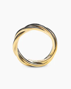 DY Helios™ Band Ring 18K Yellow Gold with Forged Carbon, 9mm
