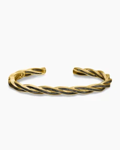 DY Helios™ Cuff Bracelet 18K Yellow Gold with Forged Carbon, 6mm