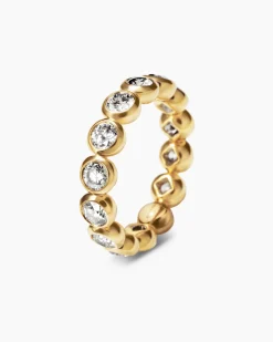 DY Infinity Band Ring 18K Yellow Gold with Round Diamonds, 4.8mm