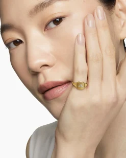 DY Initial Pinky Ring 18K Yellow Gold with Diamond A, 9.8mm