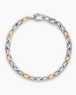DY Madison® Chain Bracelet Sterling Silver with 18K Yellow Gold, 6mm