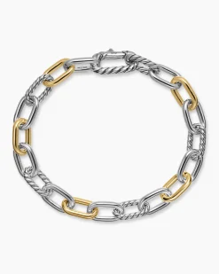 DY Madison® Chain Bracelet Sterling Silver with 18K Yellow Gold, 8.5mm