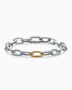 DY Madison® Chain Bracelet Sterling Silver with 18K Yellow Gold, 8.5mm