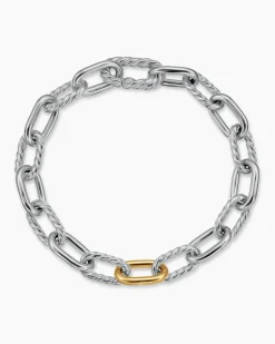 DY Madison® Chain Bracelet Sterling Silver with 18K Yellow Gold, 8.5mm