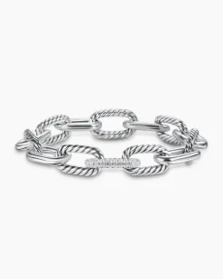 DY Madison® Chain Bracelet Sterling Silver with Diamonds, 11mm