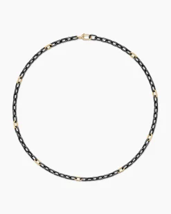 DY Madison® Chain Necklace Black Titanium with 18K Yellow Gold, 6mm