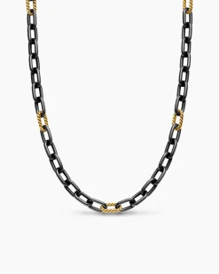 DY Madison® Chain Necklace Black Titanium with 18K Yellow Gold, 8.5mm