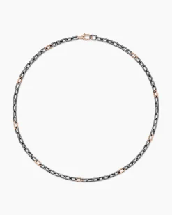 DY Madison® Chain Necklace Grey Titanium with 18K Rose Gold, 6mm