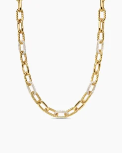 DY Madison® Chain Necklace 18K Yellow Gold with Diamonds, 11mm