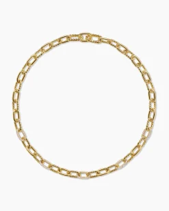 DY Madison® Chain Necklace 18K Yellow Gold with Diamonds, 8.5mm