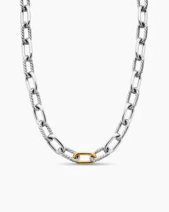 DY Madison® Chain Necklace Sterling Silver with 18K Yellow Gold, 11mm