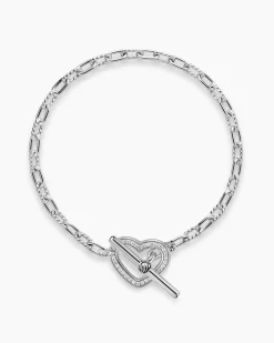DY Madison® Heart Toggle Chain Bracelet Sterling Silver with Diamonds, 3mm