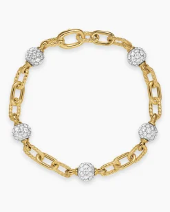 DY Madison® Pavé Bead Chain Bracelet 18K Yellow Gold with Diamonds, 6mm