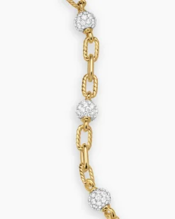 DY Madison® Pavé Bead Chain Bracelet 18K Yellow Gold with Diamonds, 6mm